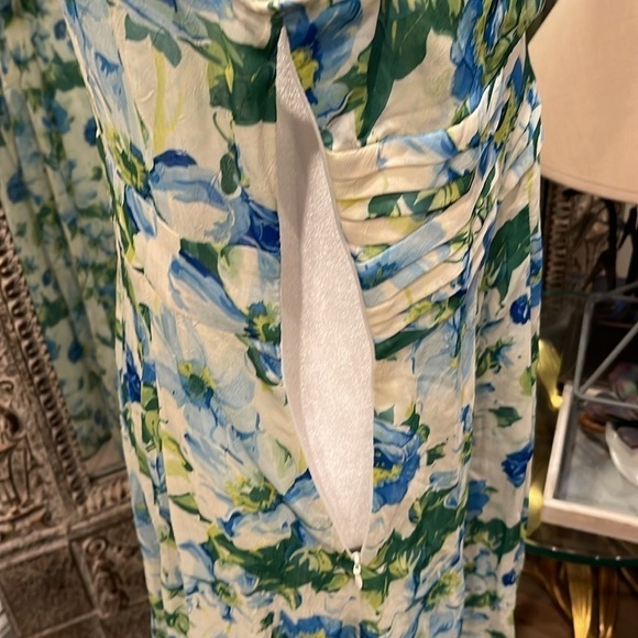 Midi silk/cotton/poly  blend V neck side zip sleeveless floaty dress NWT - Picture 5 of 12